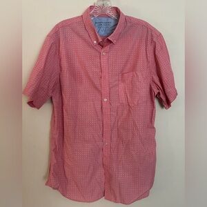Banana Republic Men’s Pink Luxe Poplin Slim-Fit Short Sleeve Button Down; Size L